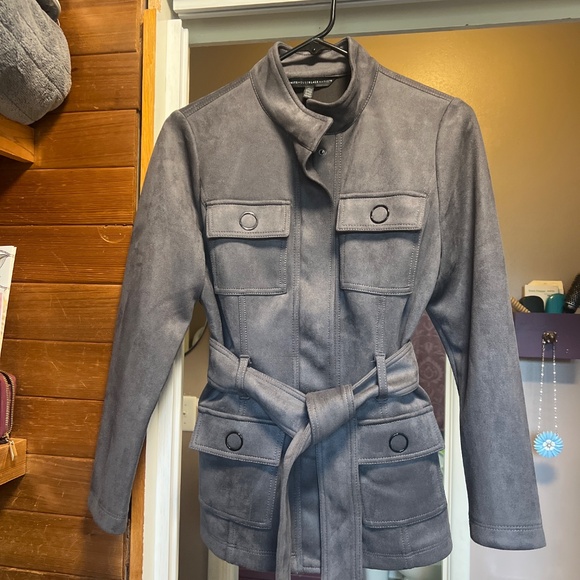 White House Black Market Gray Suede Jacket - Picture 3 of 6